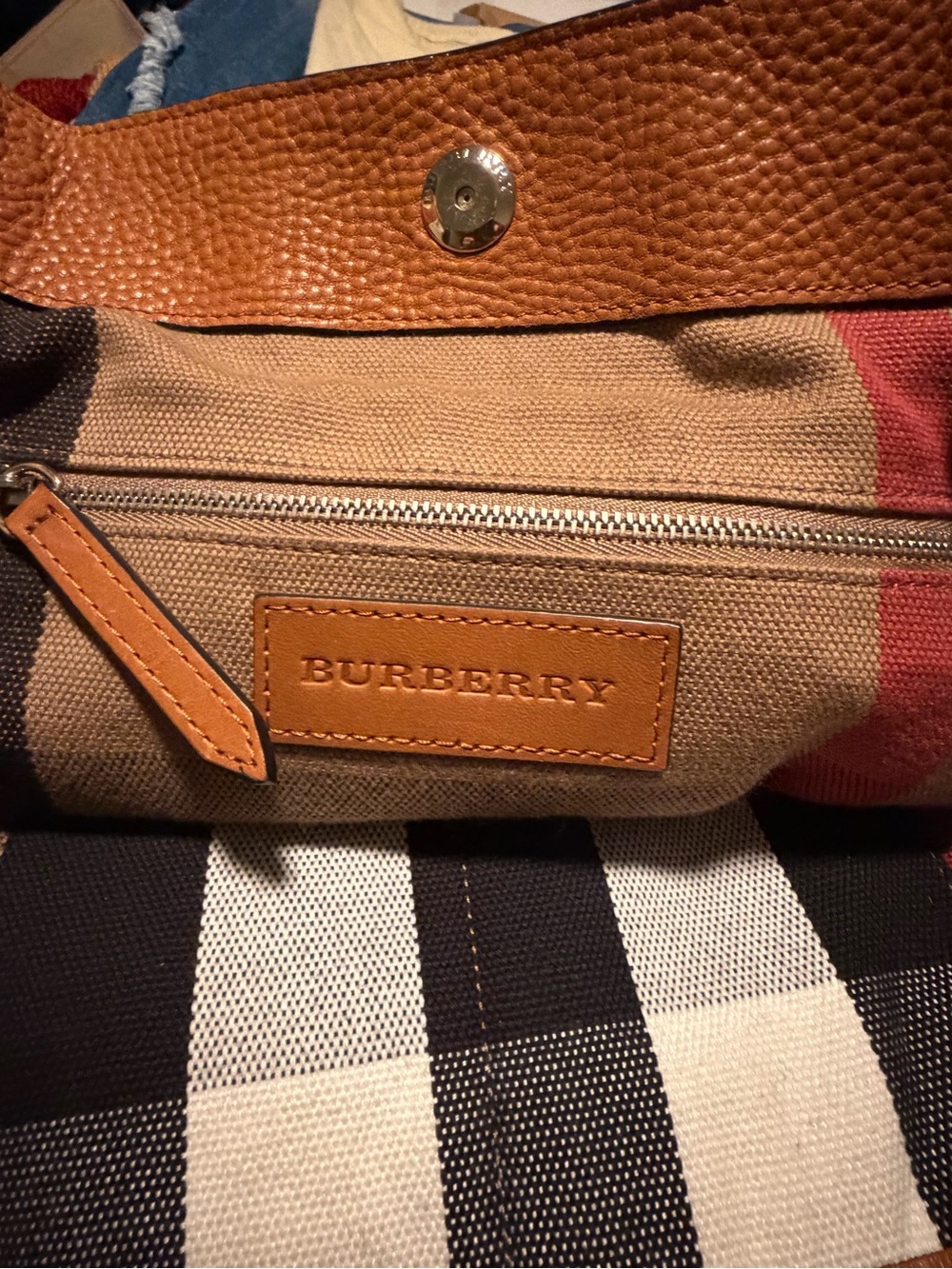 BURBERRY Brown Leather And House Check Canvas Medium Maidstone Tote Bag - Picture 14 of 14